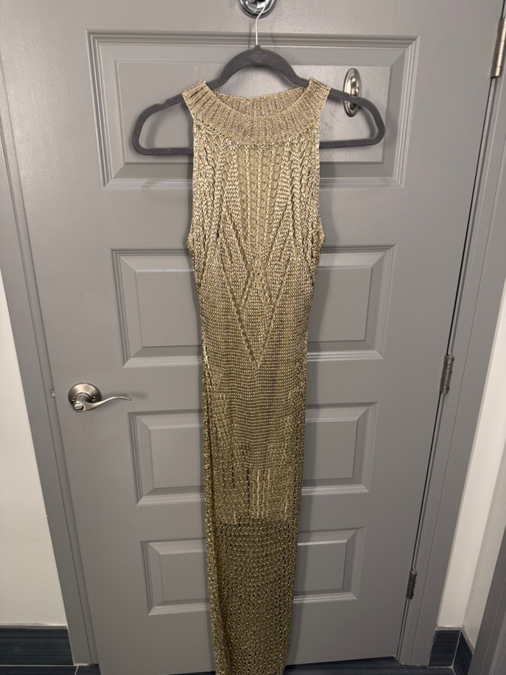 VENUS Metallic Gold Knit Sleeveless Maxi Dress
